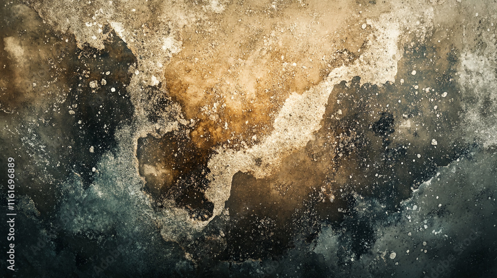 Poster Abstract texture of earthy tones with splashes and patterns resembling a cosmic landscape