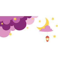 Islamic Border Lantern and Cloud Illustration