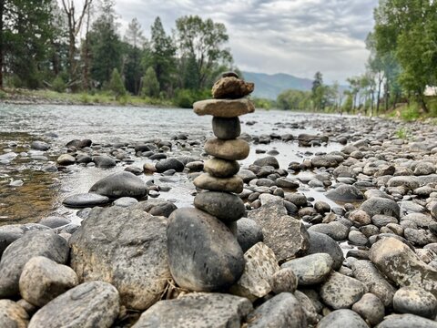 Zen stones in river