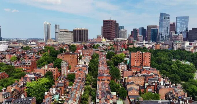 Drone Push Through Beacon Hill Brownstones in Boston, MA