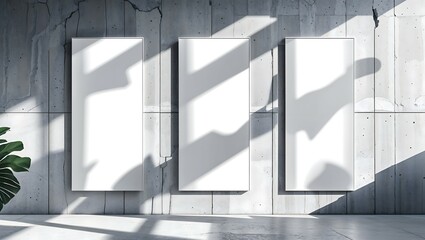 Three empty white vertical 