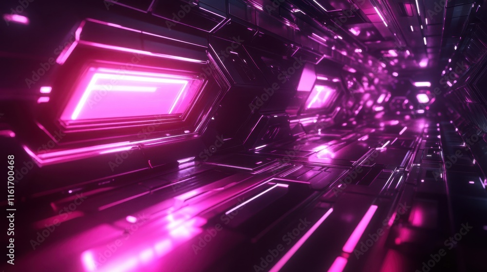 Poster a dynamic hexagonal tech background with vivid lighting effects, showcasing sci-fi-inspired design e