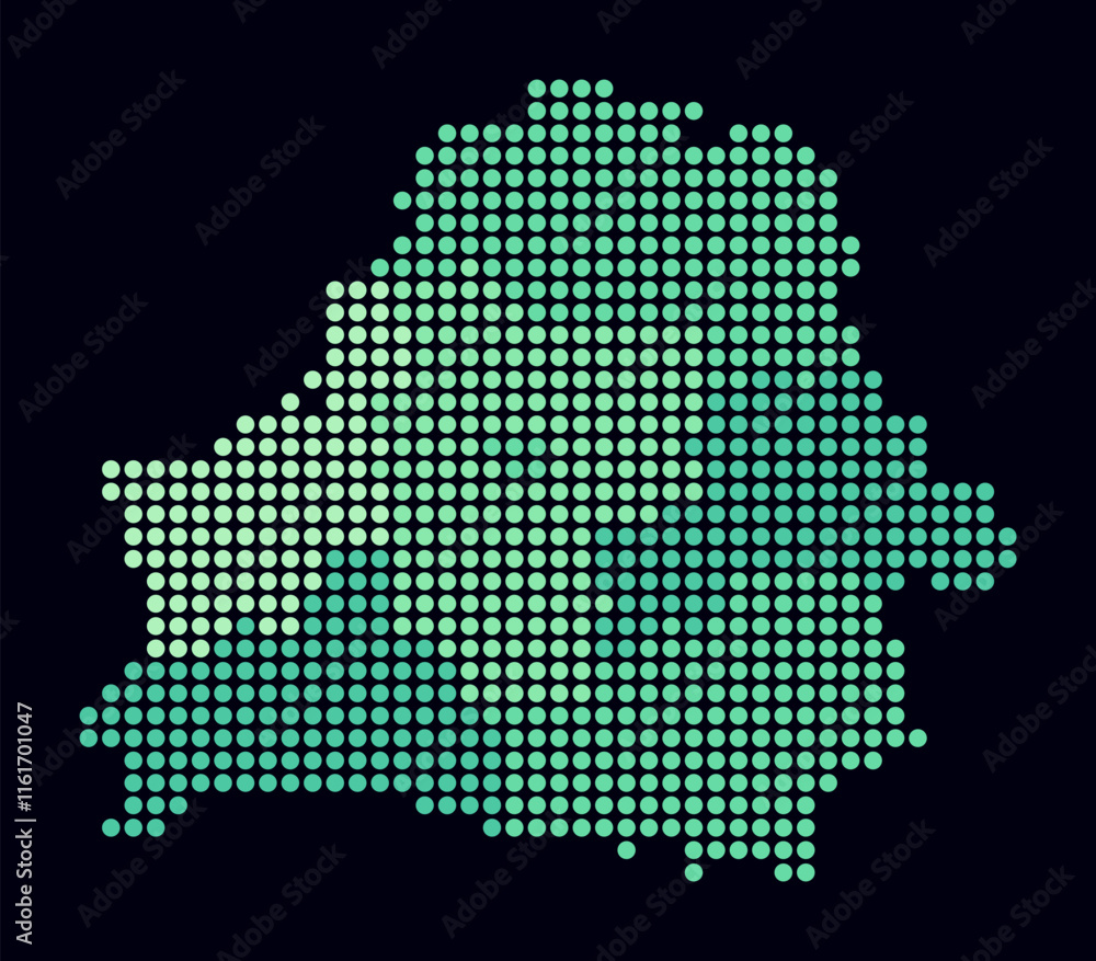 Poster belarus dotted map. digital style map of the country on dark background. belarus shape with circle d