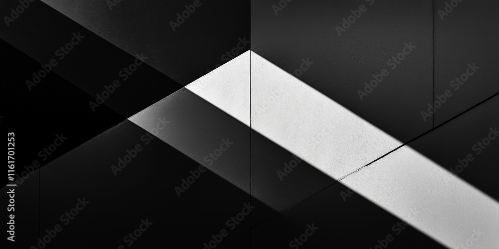 Poster sunlight creating geometric shapes on modern building facade
