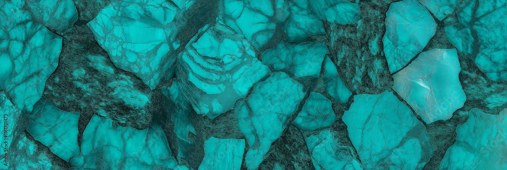 Poster Turquoise stone surface forming an intricate textured background