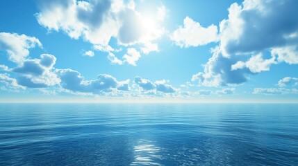 The sky is blue, the water is calm, and the sun is shining