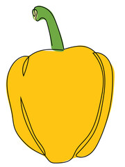 Bell pepper in continuous line drawing style and can be edited later