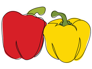 Bell pepper in continuous line drawing style and can be edited later