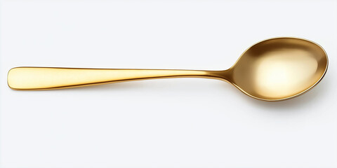 Golden spoon lying on white background: elegance and sophistication in kitchenware