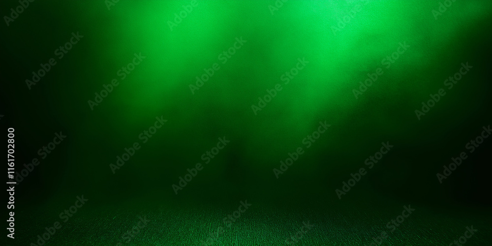 Poster green glitter textured empty room background illuminating a mysterious space