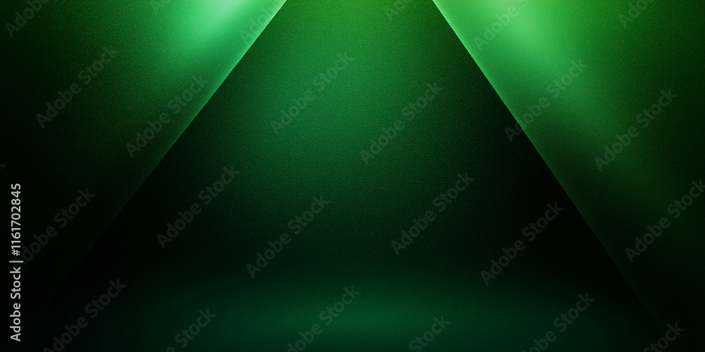 Poster green abstract background with light rays creating dramatic scene