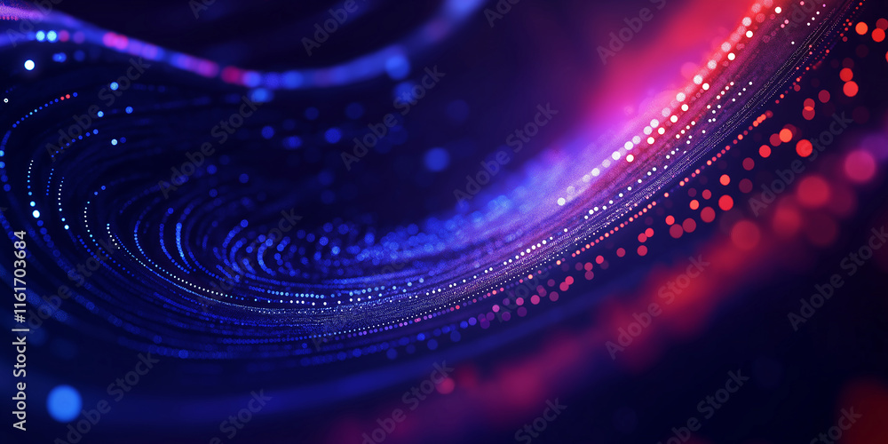 Poster Abstract flowing particles creating wavy lines in digital cyberspace
