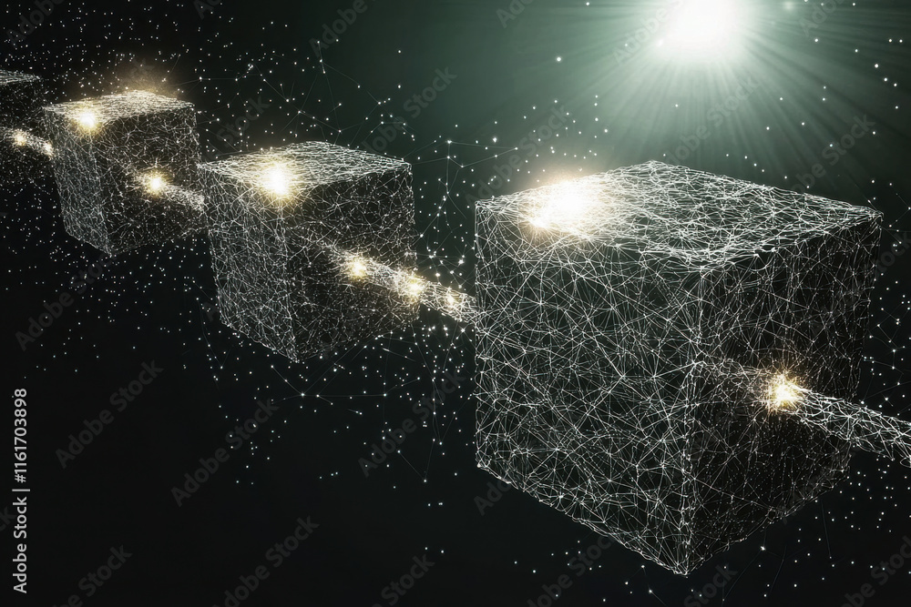 Poster the cubes are scattered and appear to be floating in space