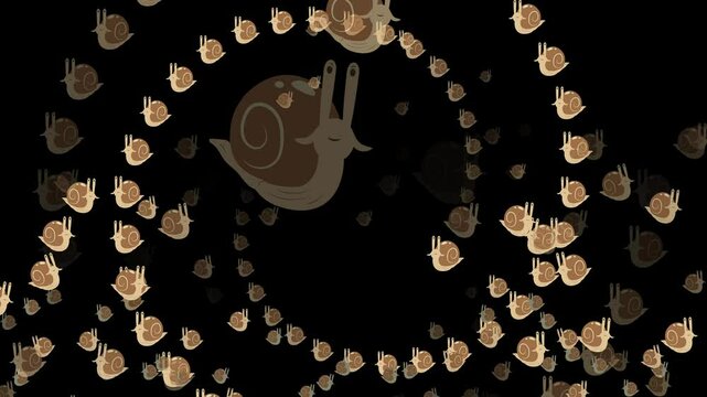 animated, emoji, snail, mollusk, gastropod, shell, spiral, slow, slimy, antennae, tentacles, retractable, terrestrial, invertebrate, hermaphrodite, creeping, crawling, mucus, trail, garden, leaf, herb