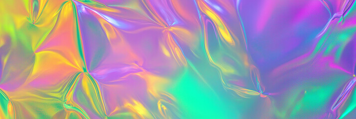 Holographic iridescent abstract background creating colorful wavy texture