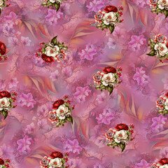 All over floral pattern. Design for digital print Seamless Background Floral Texture