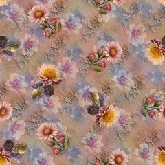 All over floral pattern. Design for digital print Seamless Background Floral Texture
