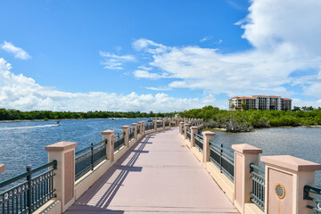 The Riverwalk along Intracoastal Waterway at Jupiter, Florida in Palm Beach County