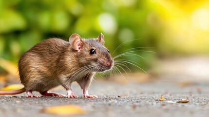 A brown rat scurrying through a city street.