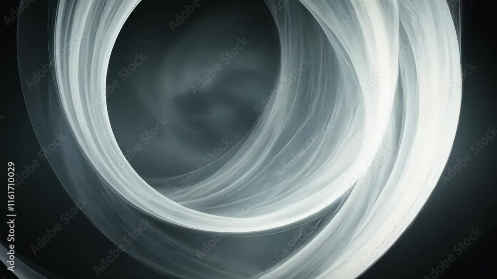 Poster ethereal light swirls in black background creating a sense of movement and depth