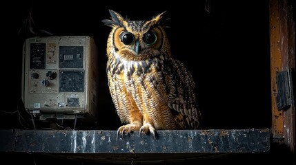 Wise Owl in the Dark: A Nocturnal Portrait