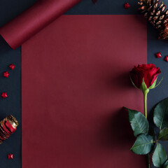 Red Rose With Dark Red Background