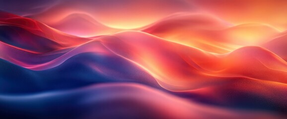 Fototapeta premium Abstract Flowing Waves of Color Sunset Hues and Deep Blues