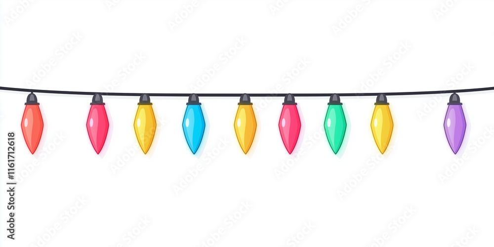 Poster colorful string lights hanging, creating festive atmosphere