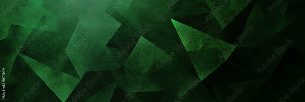 Aufkleber green abstract geometric background with triangles and light effects