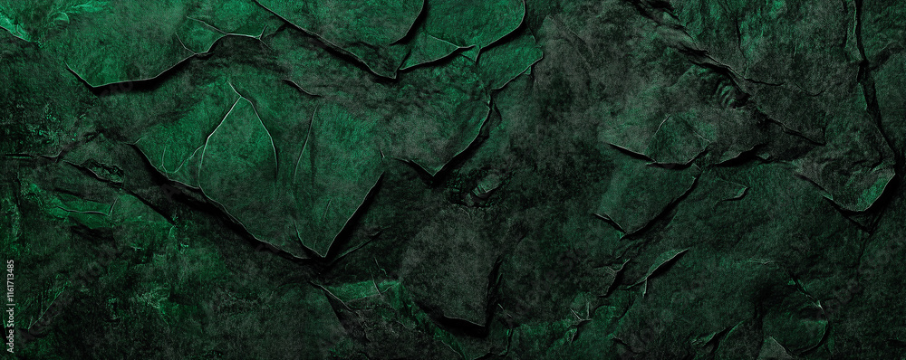 Poster Dark green stone texture creating dramatic background for projects