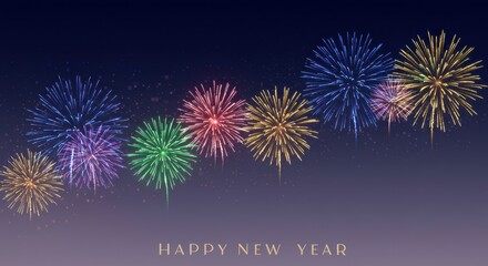 Colorful Fireworks New Year Celebration 