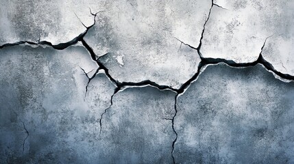 Obraz premium Close-up view of cracked textured concrete wall with gray tones.