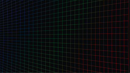 Abstract colorful grid pattern on black background.  Digital technology, network, data, connection concept.