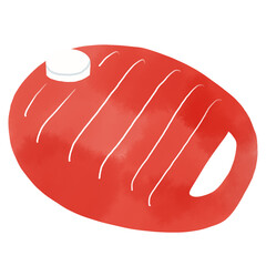 水彩風　赤い湯たんぽのイラスト