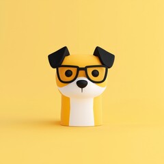 Charming Paper Craft Dog with Stylish Glasses on Head Capturing Whimsy and Playfulness in a Colorful Artistic Presentation of Imagination
