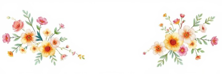 Fototapeta premium Watercolor floral wreath hand painted illustration, decoration, summer, spring