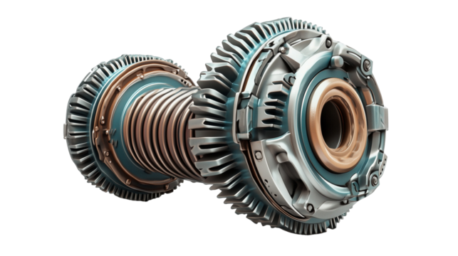 3D style mechanical item gear and industrial design isolated on transparent  background 