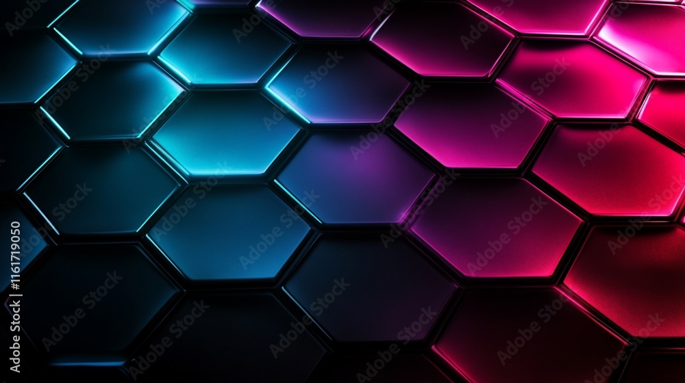 Poster abstract hexagonal pattern with gradient colors for digital design.