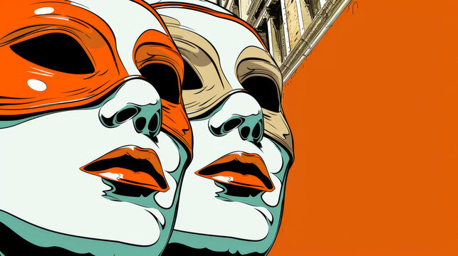 Vibrant Venice carnival banner illustration featuring empty space for customization