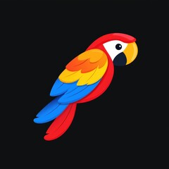 Obraz premium Vibrant Macaw Perched Elegantly Against a Dark Backdrop Showcasing Its Colorful Feathers and Exotic Beauty in a Striking Visual Presentation