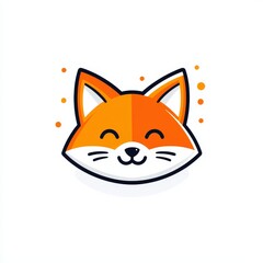 Obraz premium Adorable Fox Head with Cheerful Expression Captured in a Minimalistic Style Radiating Joy and Playfulness Evoking a Sense of Whimsy and Charm