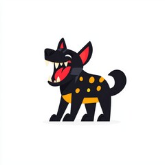 Obraz premium Playful Black Dog with Unique Yellow Spots on Its Face Capturing Joyful Spirit in a Vibrant Outdoor Setting Perfect for Animal Lovers and Pet Enthusiasts