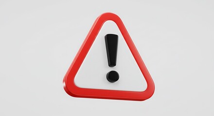 Red Triangle Exclamation Mark Alert Sign Warning Symbol 3D Render