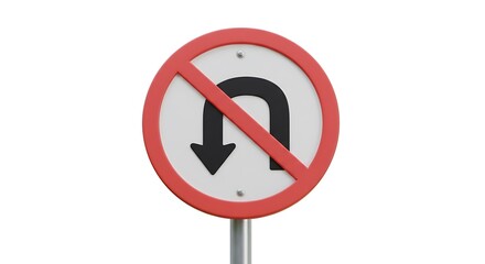 No U Turn Road Sign Traffic Regulation Safety Driving Transportation