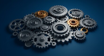 Interlocking Metal Gears Teamwork Machine Parts Industry Background