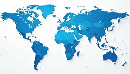 Clean blue and white world map vector illustration , high resolution, continents, vector illustration