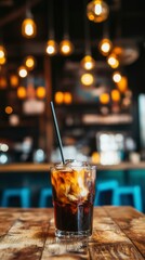 Iced Coffee Drink in Glass at Cafe