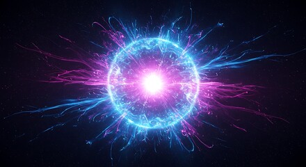 Glowing Neon Sphere Energy Burst Abstract Cosmic Background