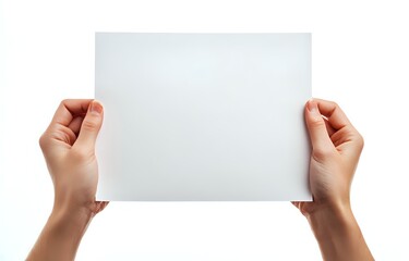 Blank White Paper Held by Two Hands, Perfect for Your Message
