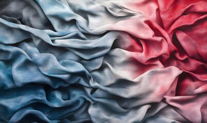 Fototapeta premium Abstract ombre fabric texture in blue, red and white.